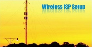Wireless ISP setup tower at sunset
