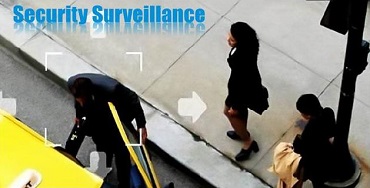 Security surveillance scene with camera targeting overlay